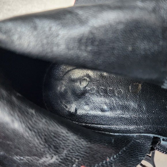 Rocco P Boots Womens 6.5 Red Leather Fur Block Heel Zig Zag Italy Vintage EU 37 - Picture 10 of 15